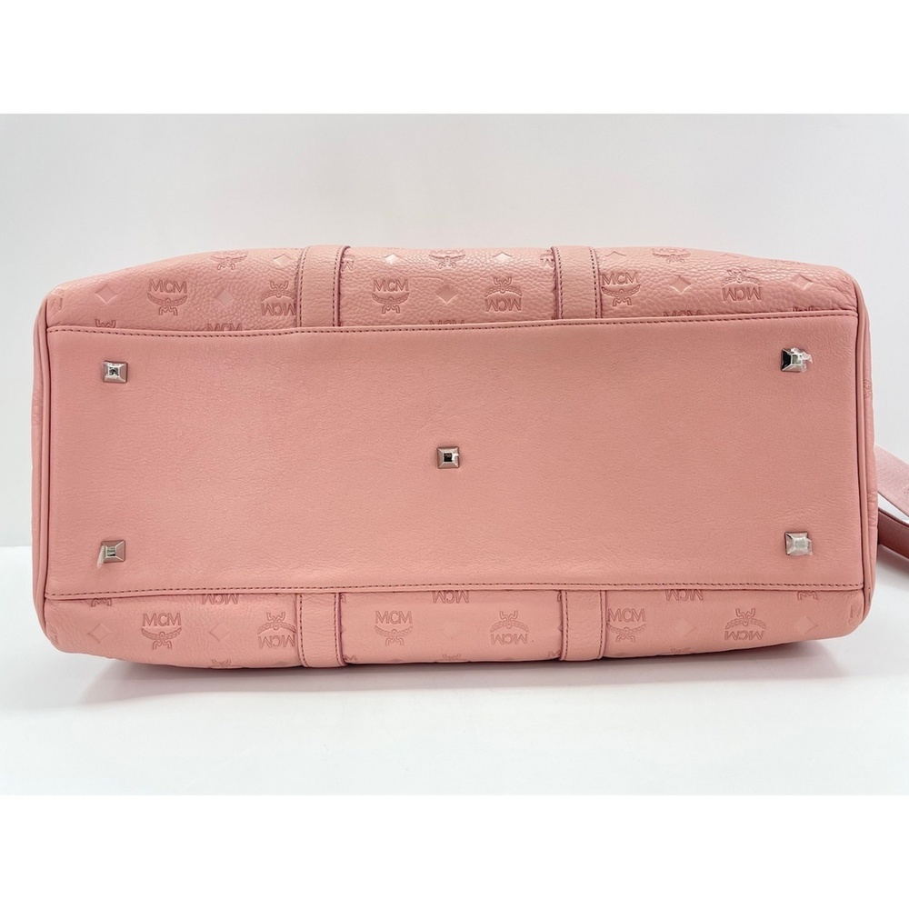 MCM Weekend Bag Boston Leather Pink - Picture 7 of 12